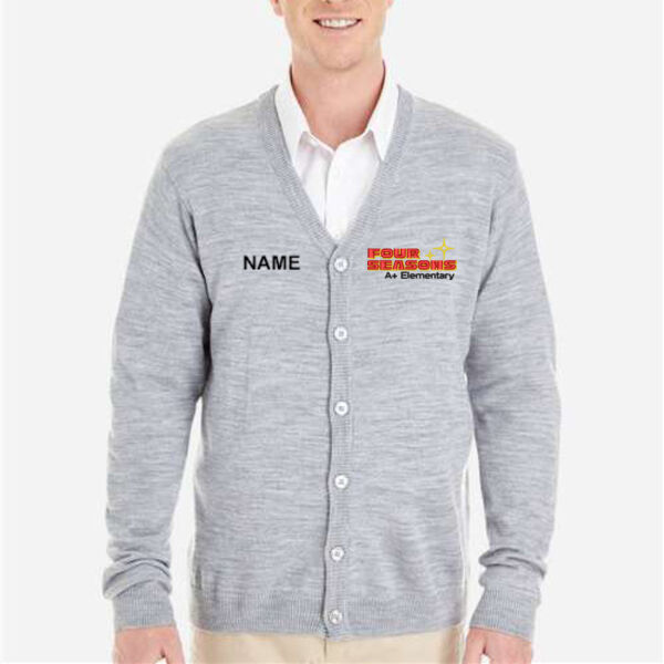 Harriton - Men's Pilbloc V-Neck Button Cardigan Sweater - Embroidered Logos **Add Name for $5! ** Thumbnail