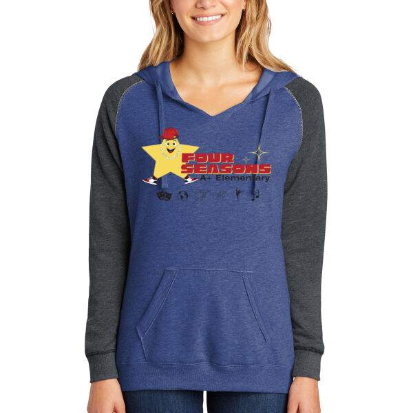 District - Women's Lightweight Fleece Raglan Hoodie - Printed Logo Thumbnail