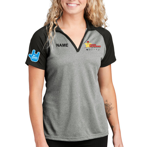Sport-Tek - Women's PosiCharge RacerMesh Raglan Heather Block Polo - Printed Logos **Add Name for $5! ** Thumbnail