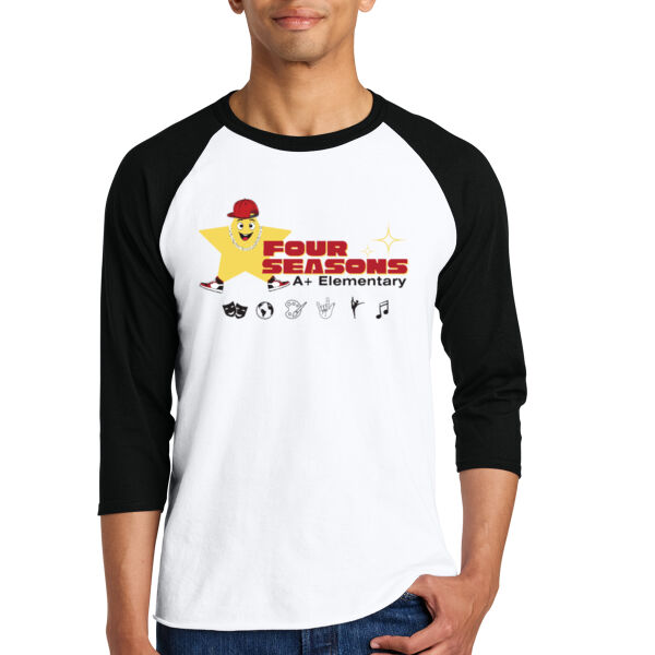 Jerzees Unisex Premium Blend Combed Ring Spun 3/4-Sleeve Raglan Tee - Printed Logos Thumbnail