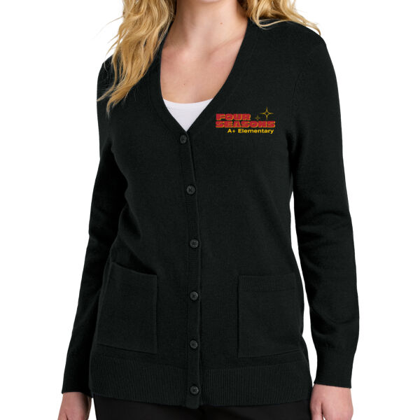 Port Authority - Women's Easy Care Button-Up Cardigan Sweater - Embroidered Logo Thumbnail