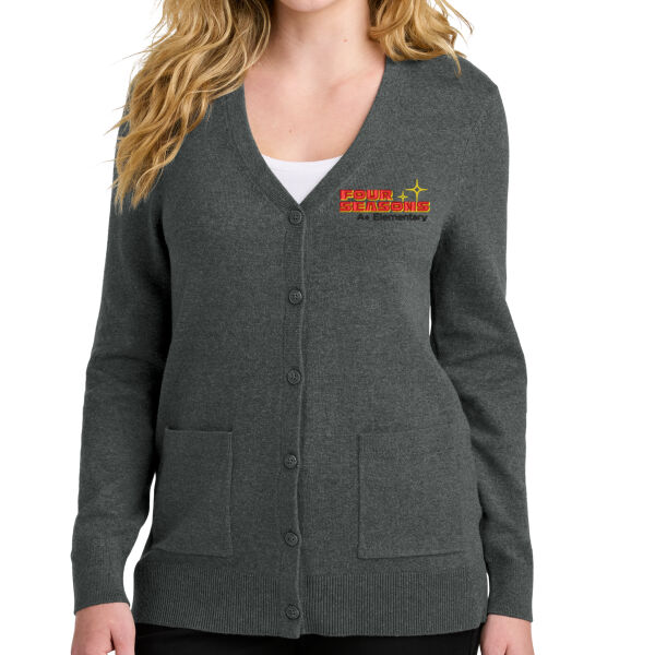 Port Authority - Women's Easy Care Button-Up Cardigan Sweater - Embroidered Logo Thumbnail