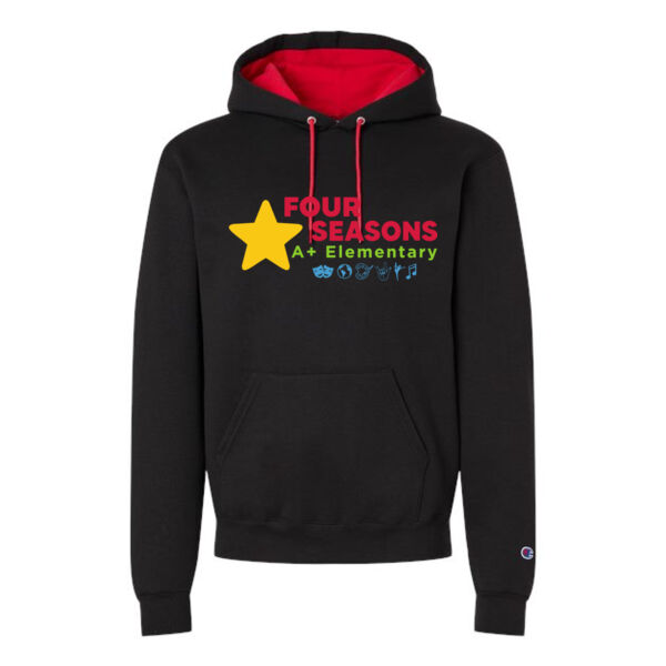 Champion - Unisex Powerblend® Contrast Color Hooded Sweatshirt - Printed Logo Thumbnail